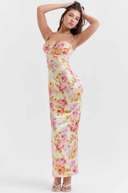 Clémence Robe Longue Ivoire Floral