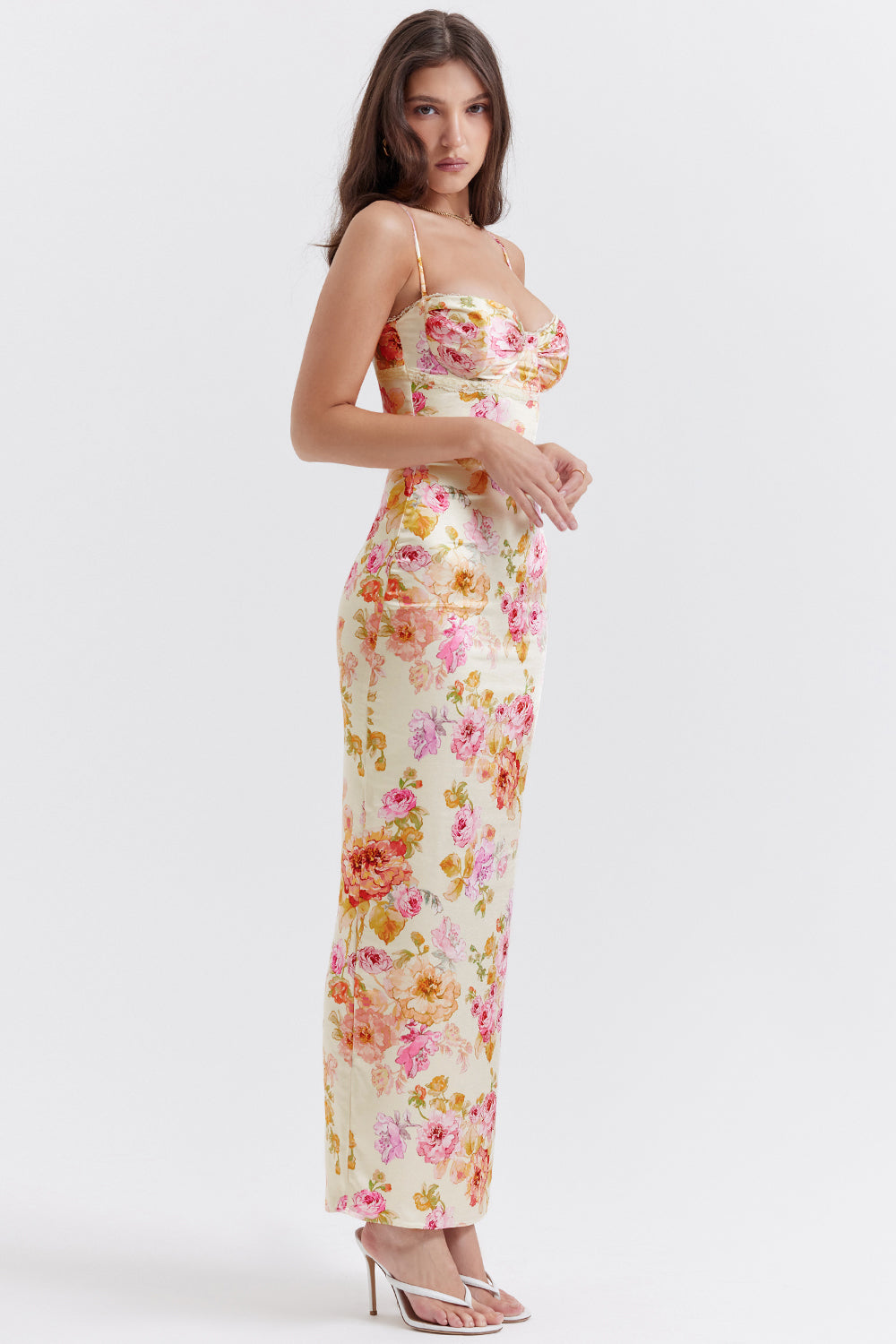 Clémence Robe Longue Ivoire Floral
