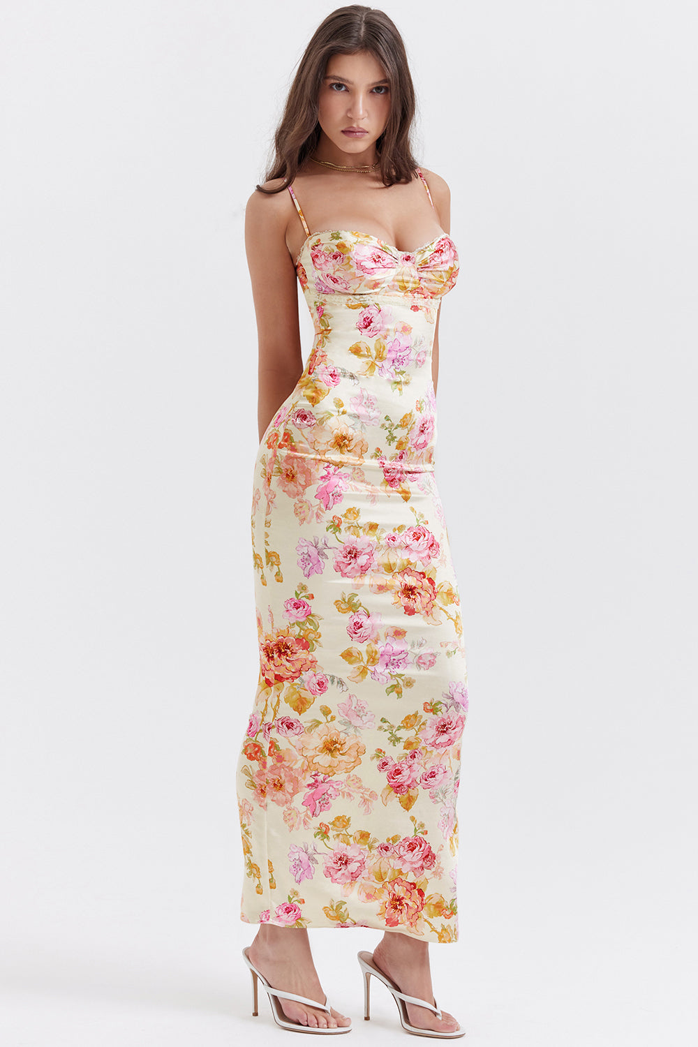 Clémence Robe Longue Ivoire Floral