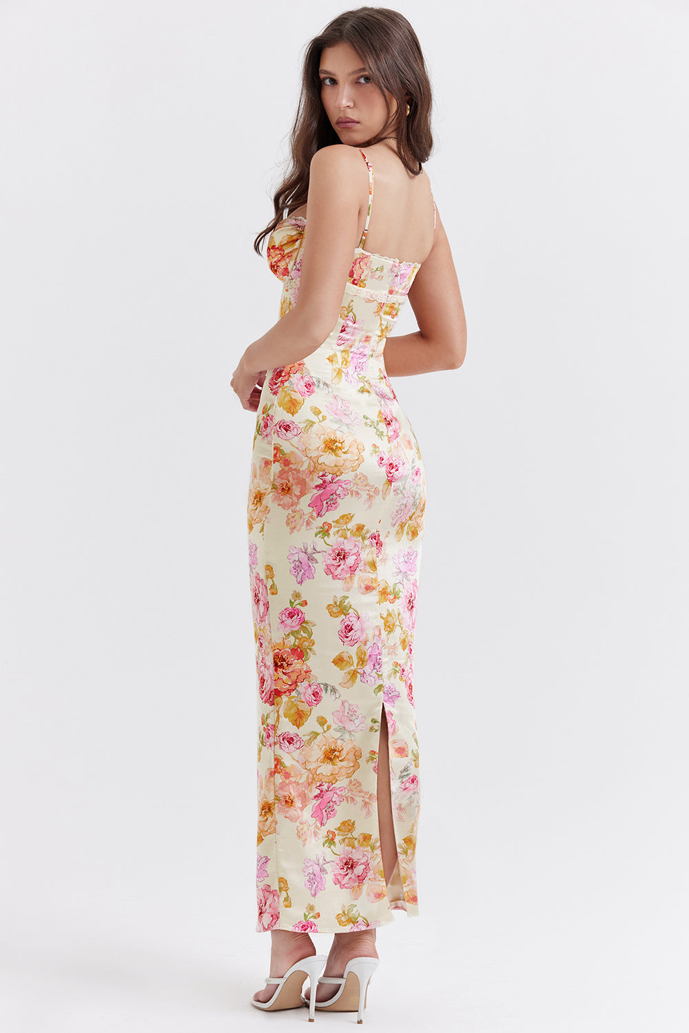 Clémence Robe Longue Ivoire Floral