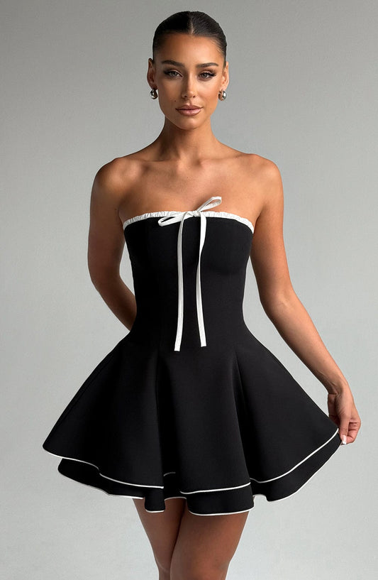 Robe courte Juno - Noir/Blanc