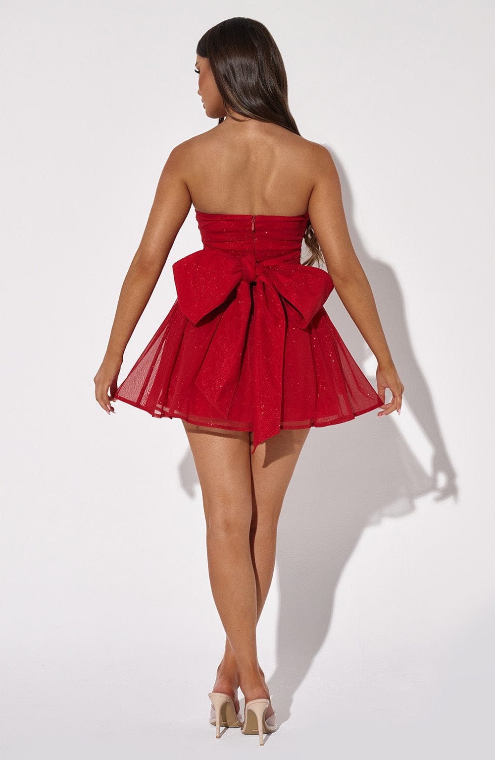 Robe courte Katrina - Rouge pailleté