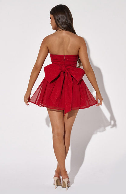 Robe courte Katrina - Rouge pailleté