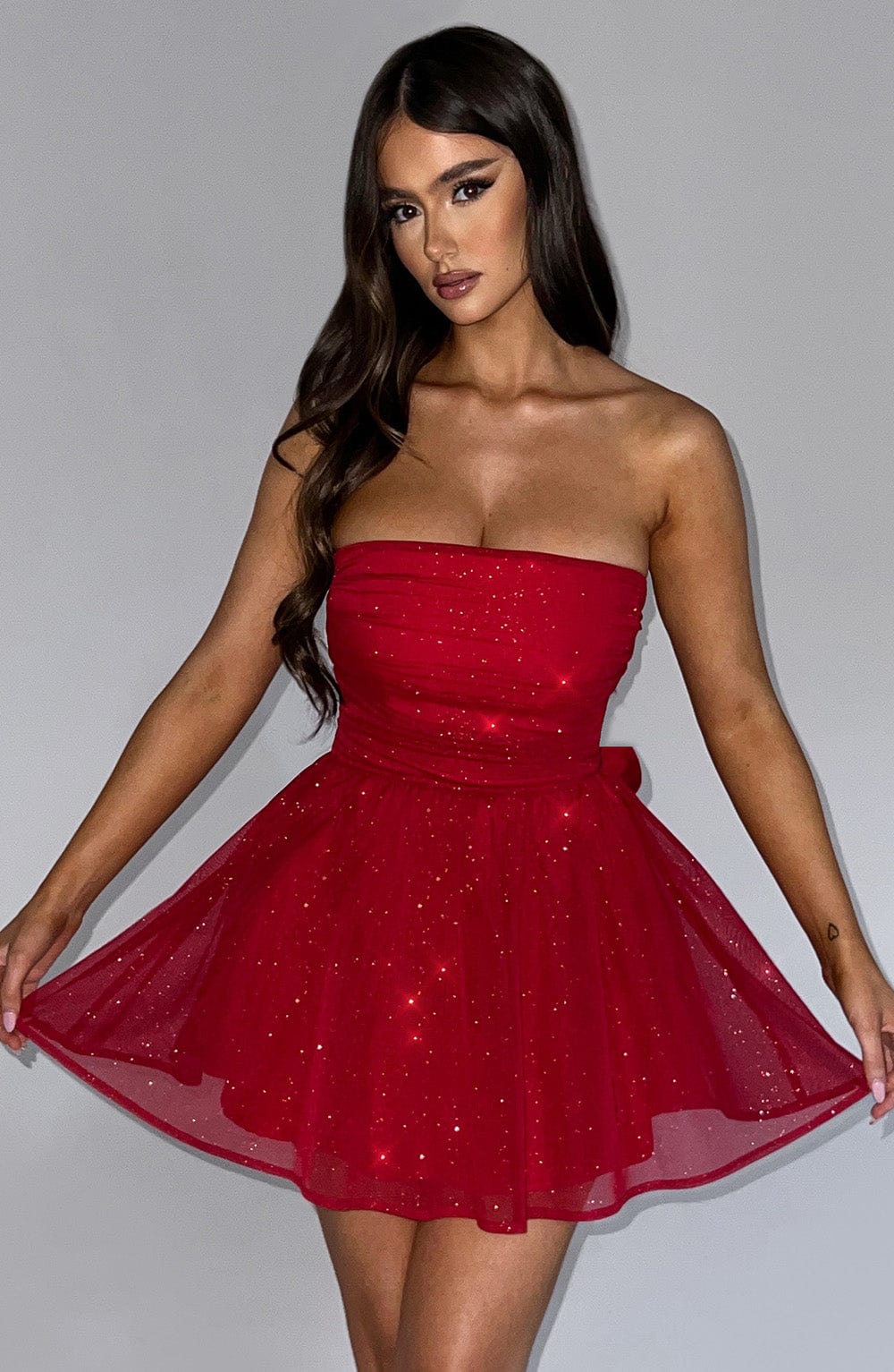 Robe courte Katrina - Rouge pailleté