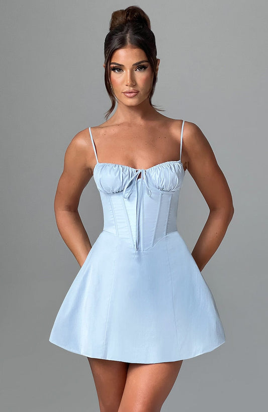 Robe courte en dentelle - Bleu