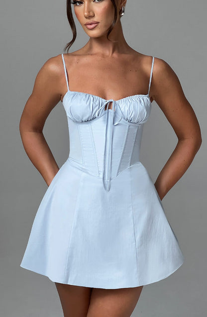 Robe courte en dentelle - Bleu