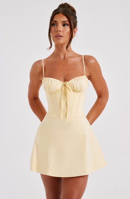 Robe courte en dentelle - Citron