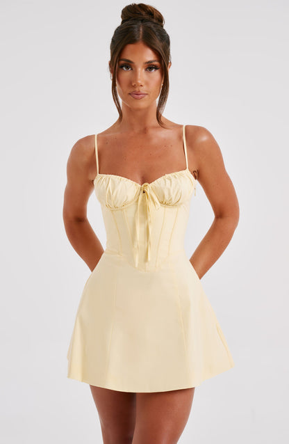 Robe courte en dentelle - Citron