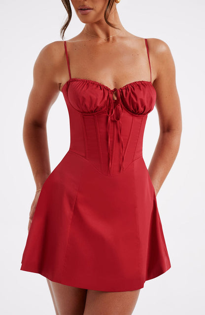 Robe courte en dentelle - Rouge