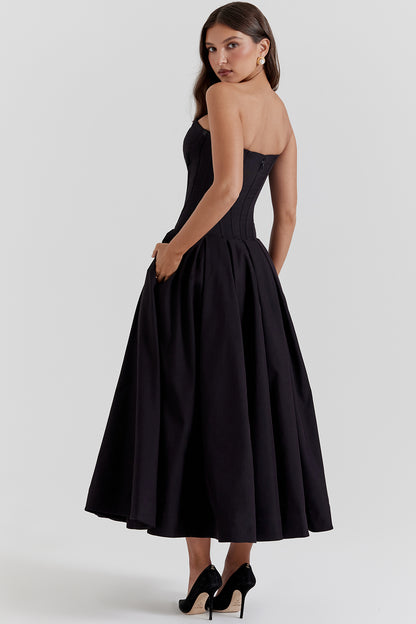Apolline Robe Mi-Longue Noir