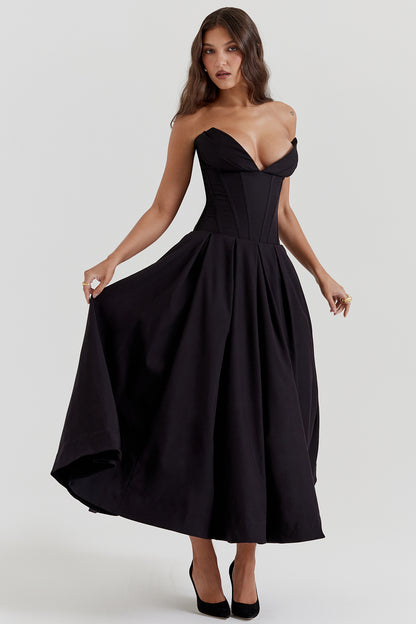 Apolline Robe Mi-Longue Noir