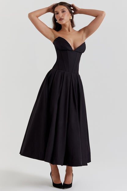 Apolline Robe Mi-Longue Noir