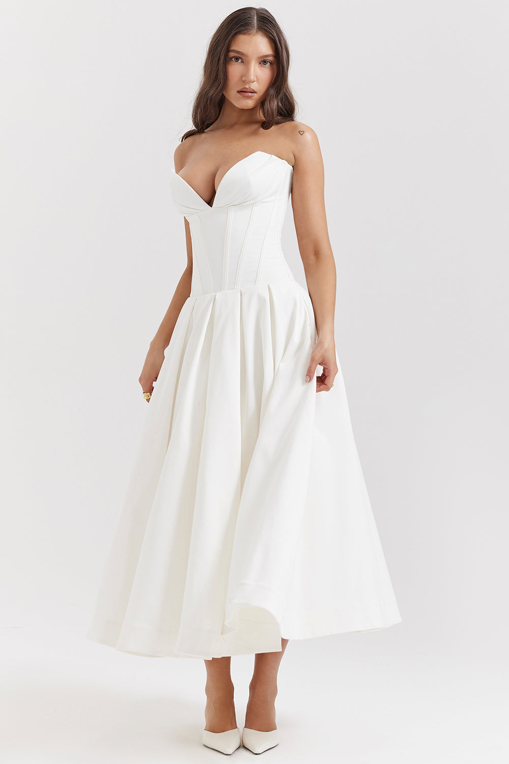 Apolline Robe Mi-Longue Blanc
