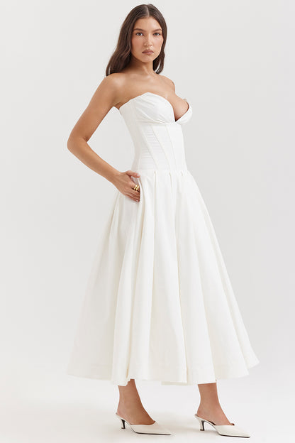 Apolline Robe Mi-Longue Blanc