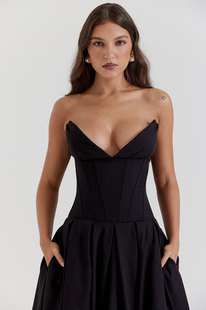 Apolline Robe Mi-Longue Noir