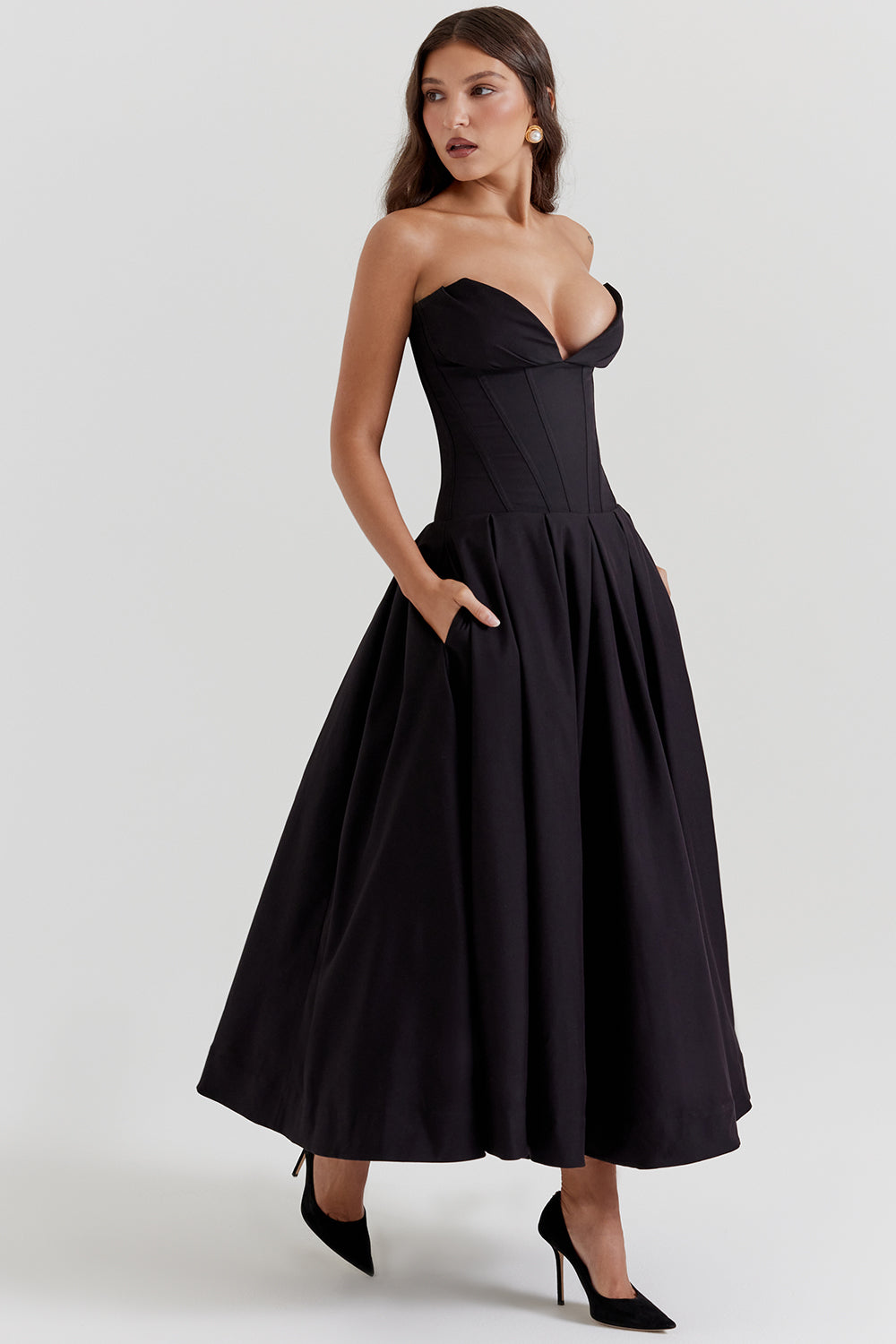 Apolline Robe Mi-Longue Noir