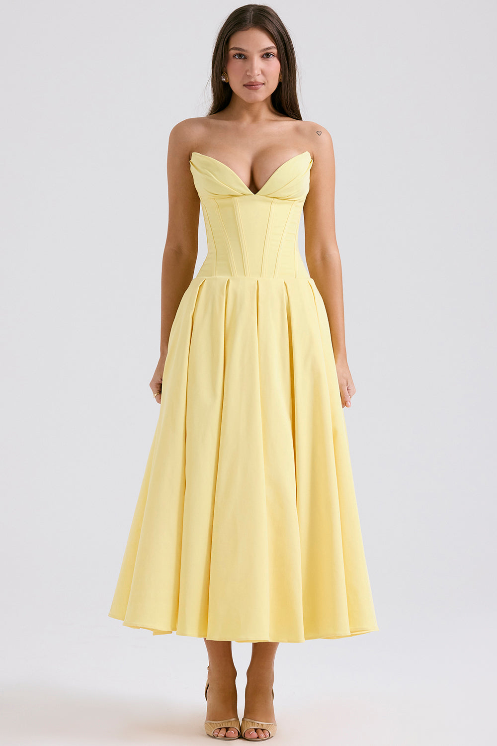 Apolline Robe Mi-Longue Jaune