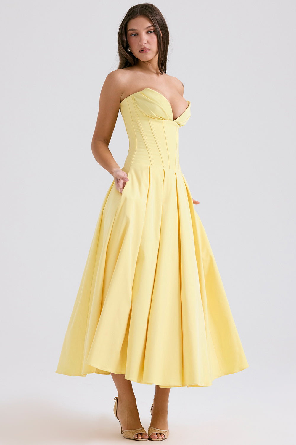 Apolline Robe Mi-Longue Jaune