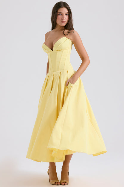 Apolline Robe Mi-Longue Jaune