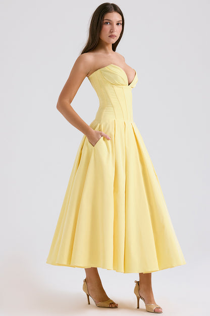 Apolline Robe Mi-Longue Jaune