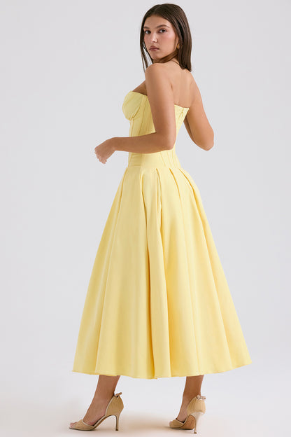 Apolline Robe Mi-Longue Jaune
