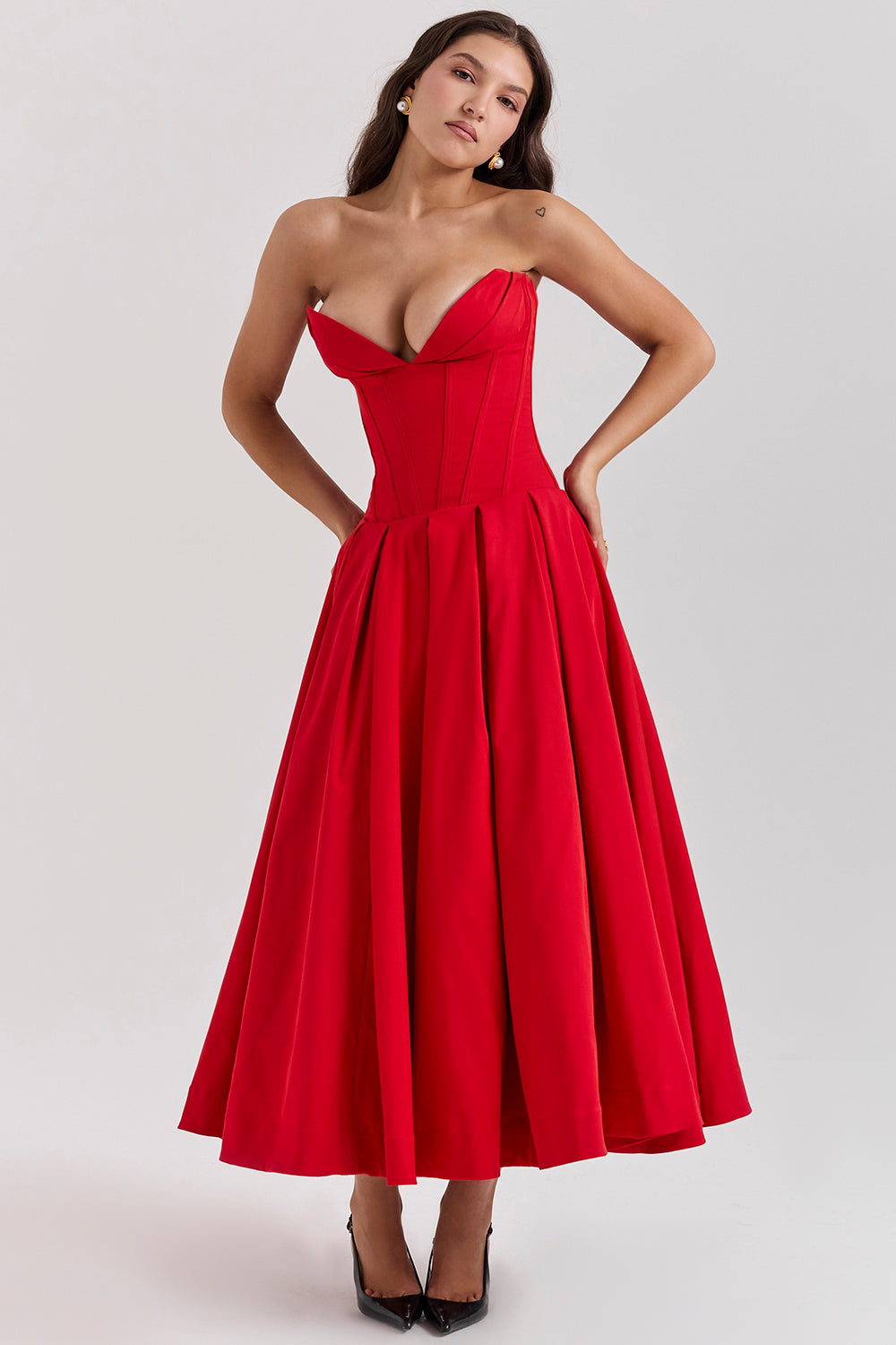 Apolline Robe Mi-Longue Rouge