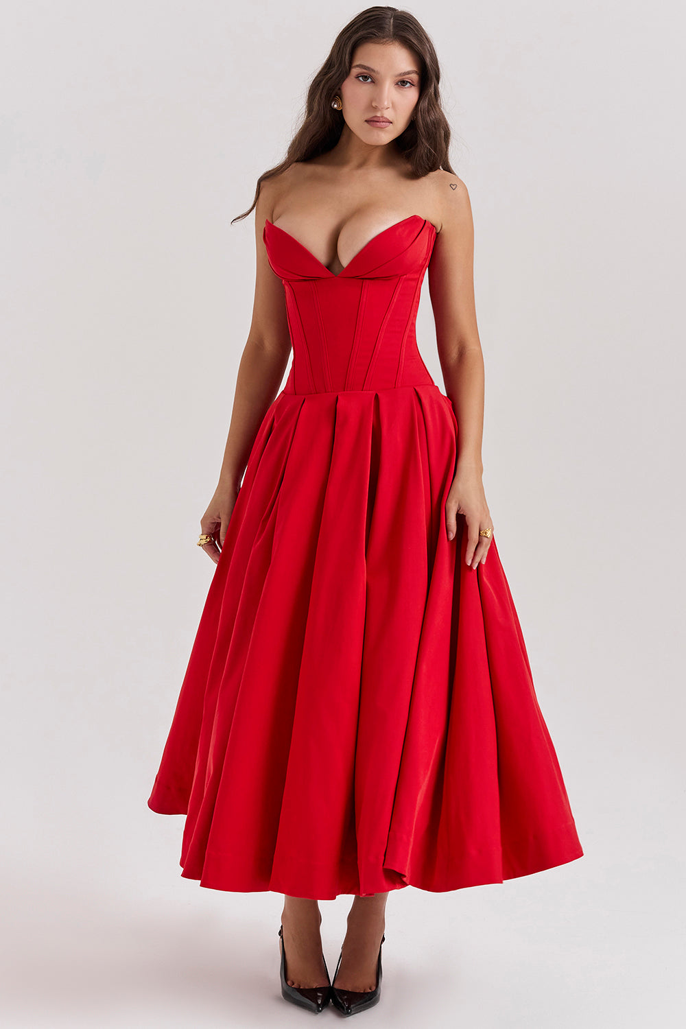 Apolline Robe Mi-Longue Rouge