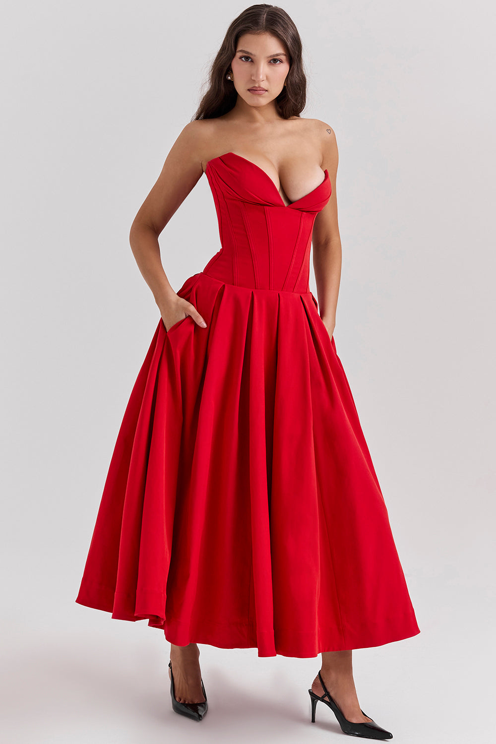 Apolline Robe Mi-Longue Rouge