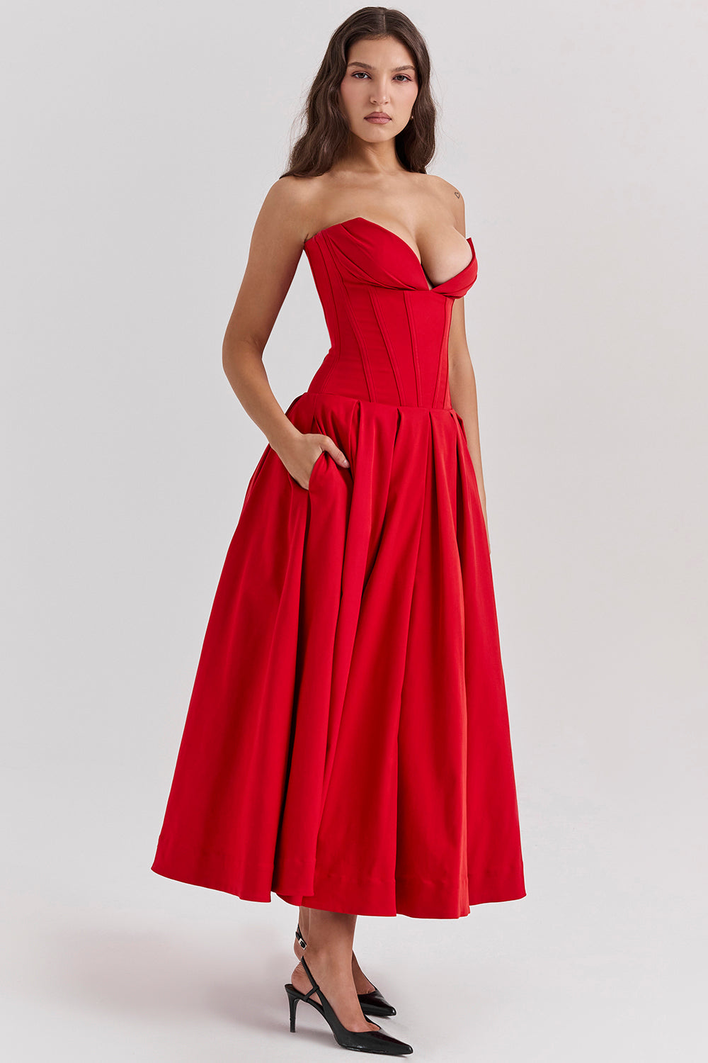 Apolline Robe Mi-Longue Rouge