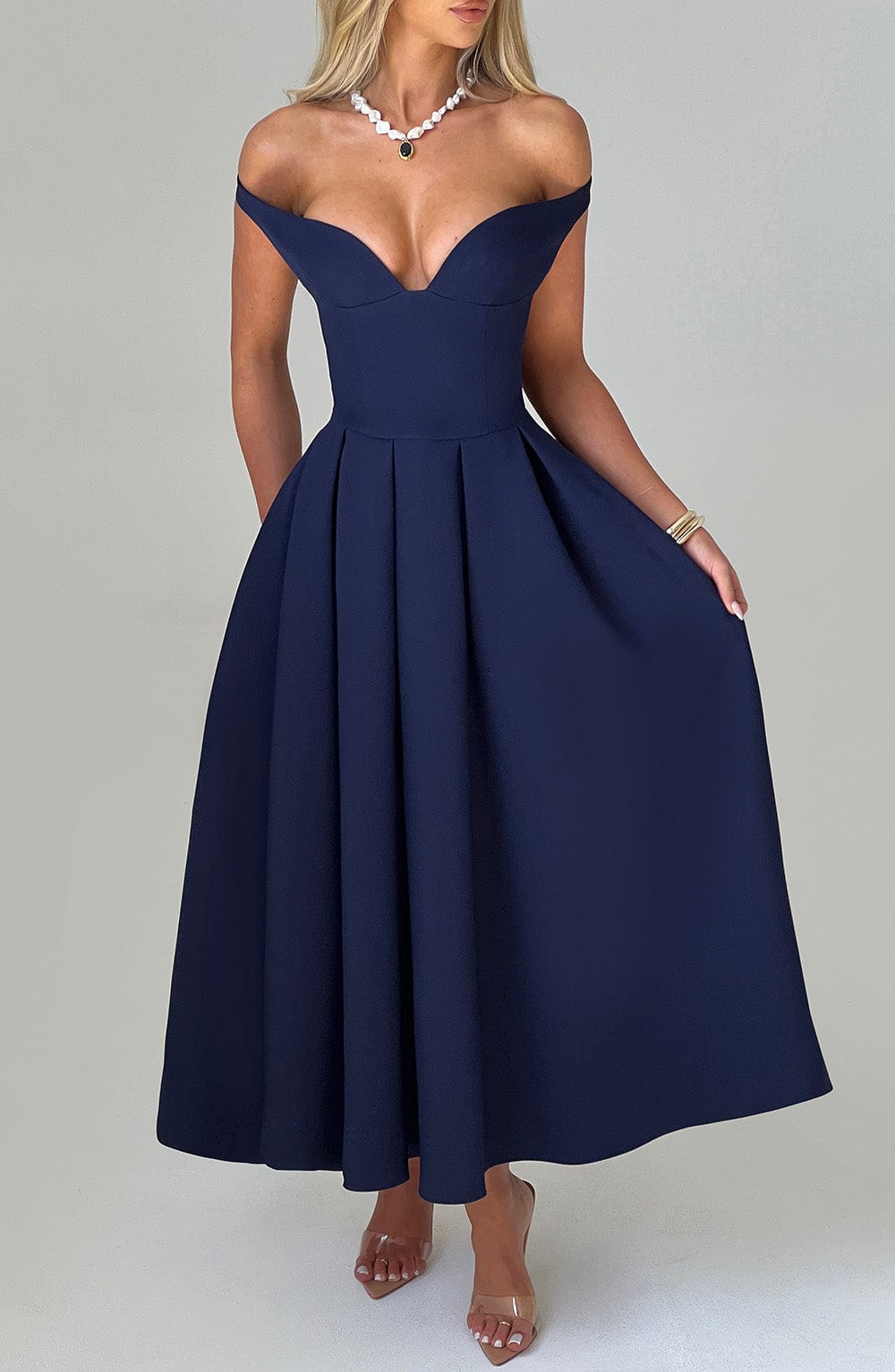 Robe mi-longue Lanetta - Bleu marine