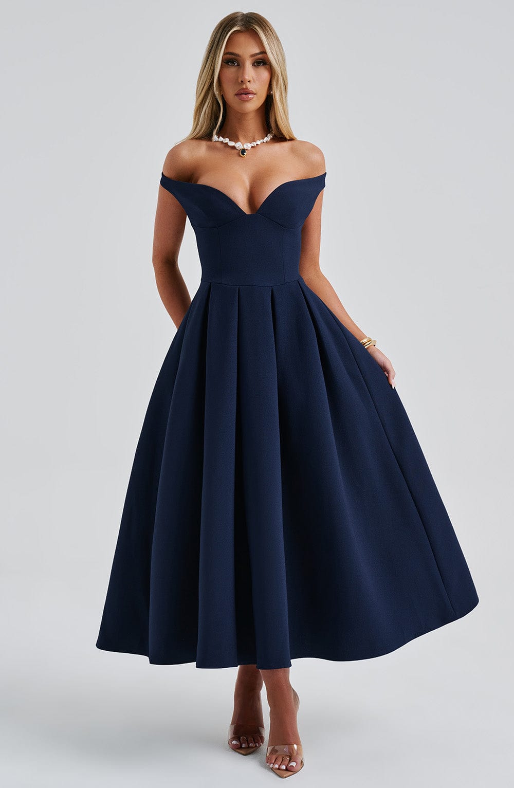 Robe mi-longue Lanetta - Bleu marine