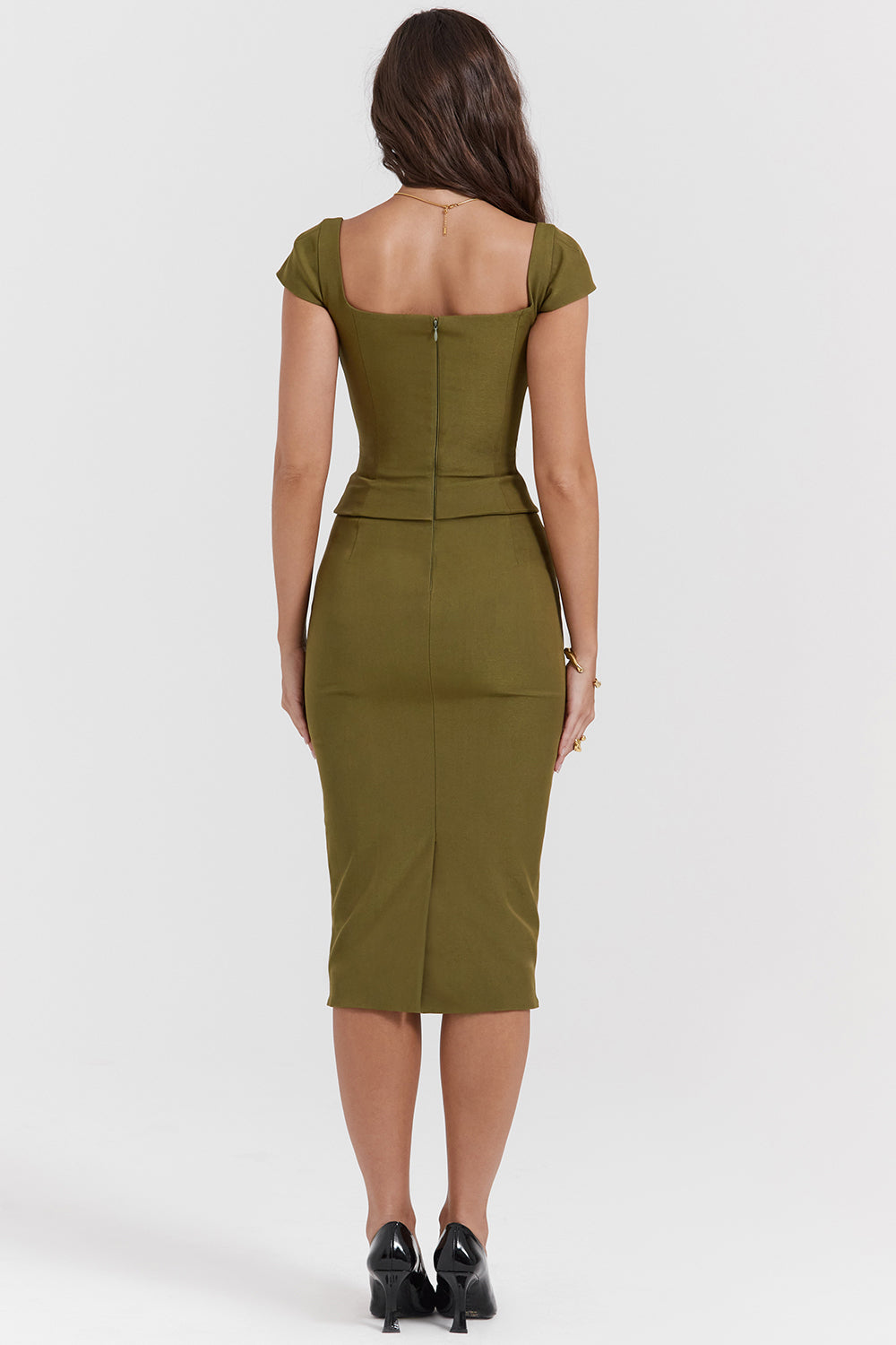 Émeline Robe Mi-Longue Kaki