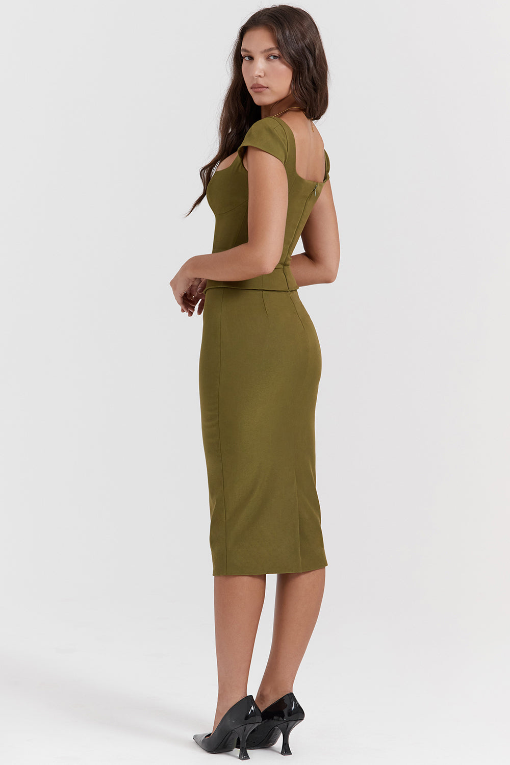 Émeline Robe Mi-Longue Kaki