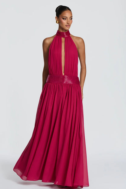 Léonie Robe Longue Framboise