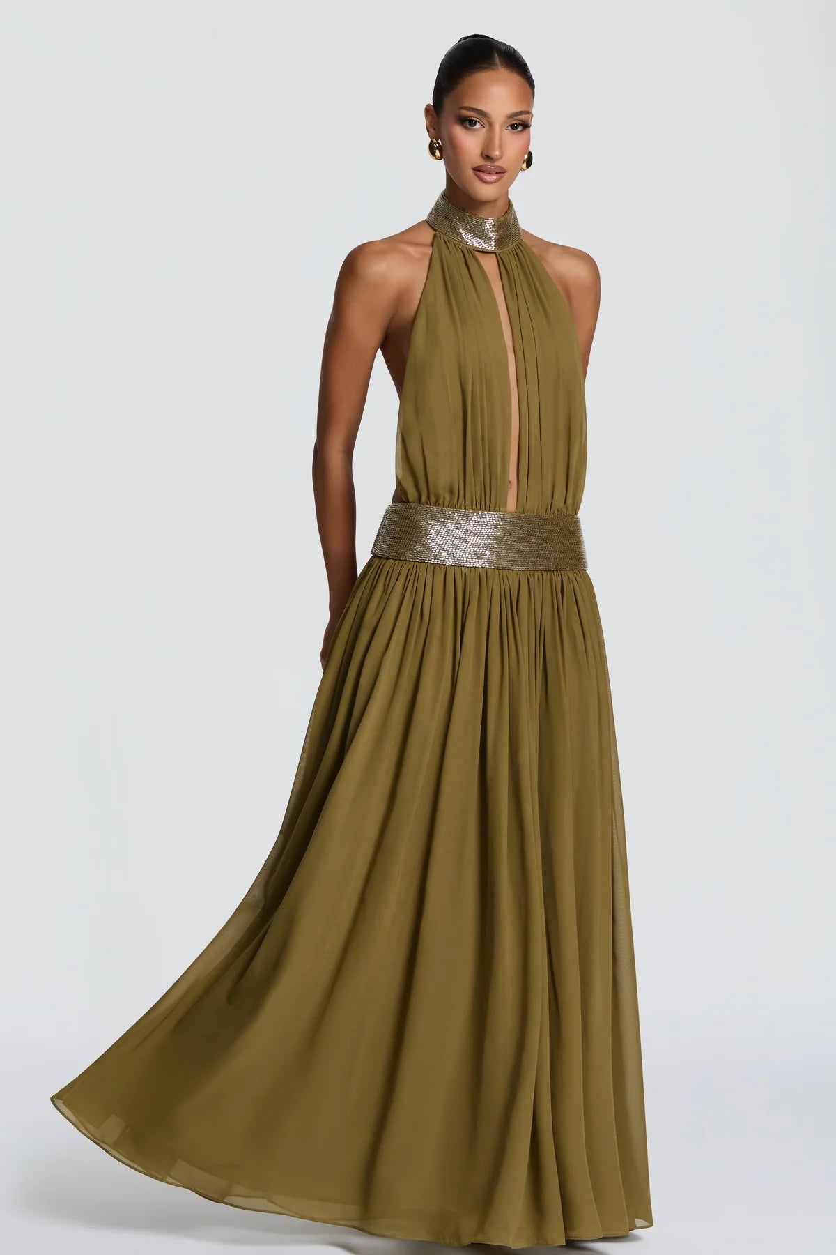 Léonie Robe Longue Vert Olive