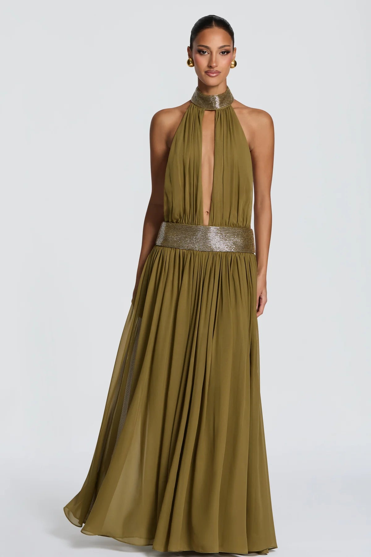Léonie Robe Longue Vert Olive
