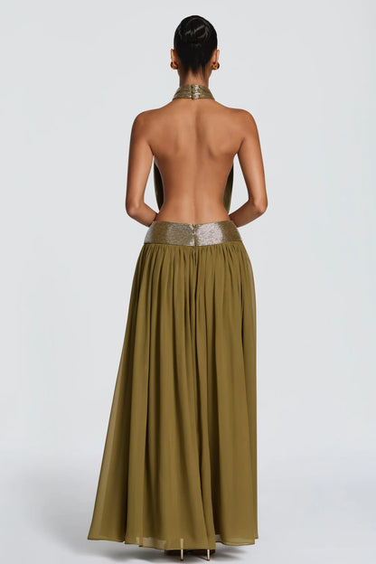 Léonie Robe Longue Vert Olive
