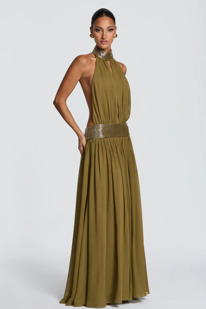 Léonie Robe Longue Vert Olive