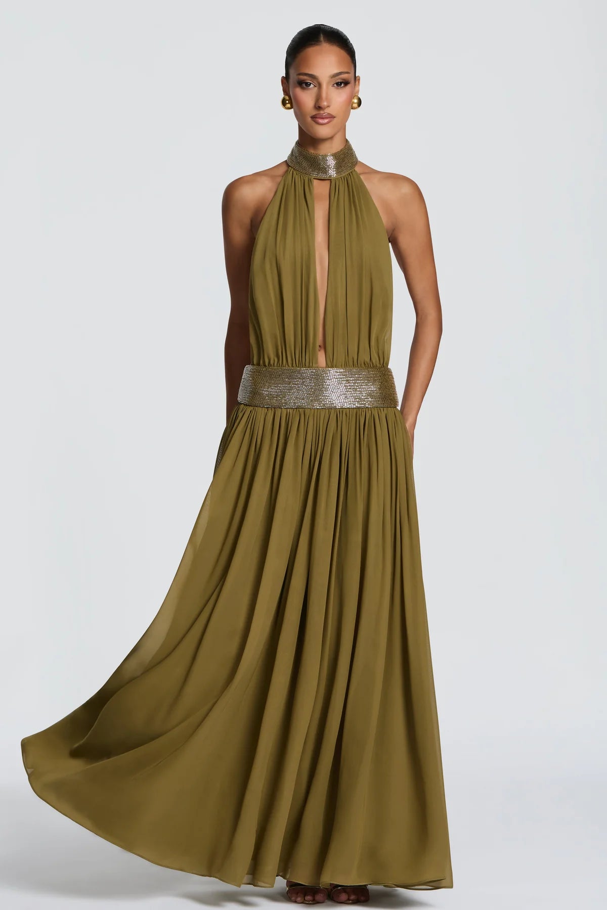 Léonie Robe Longue Vert Olive