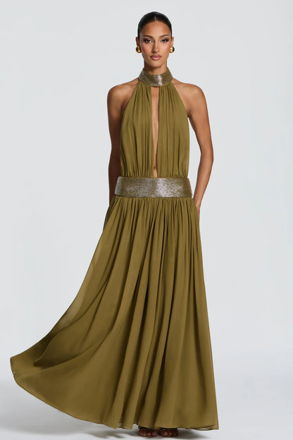 Léonie Robe Longue Vert Olive