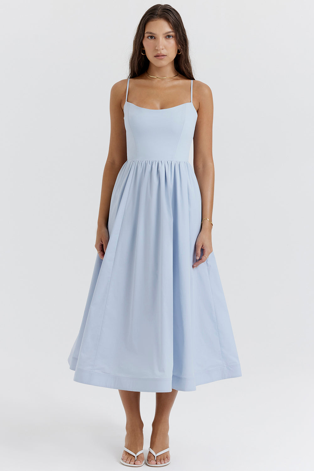 Faustine Robe Mi-Longue Bleu Ciel