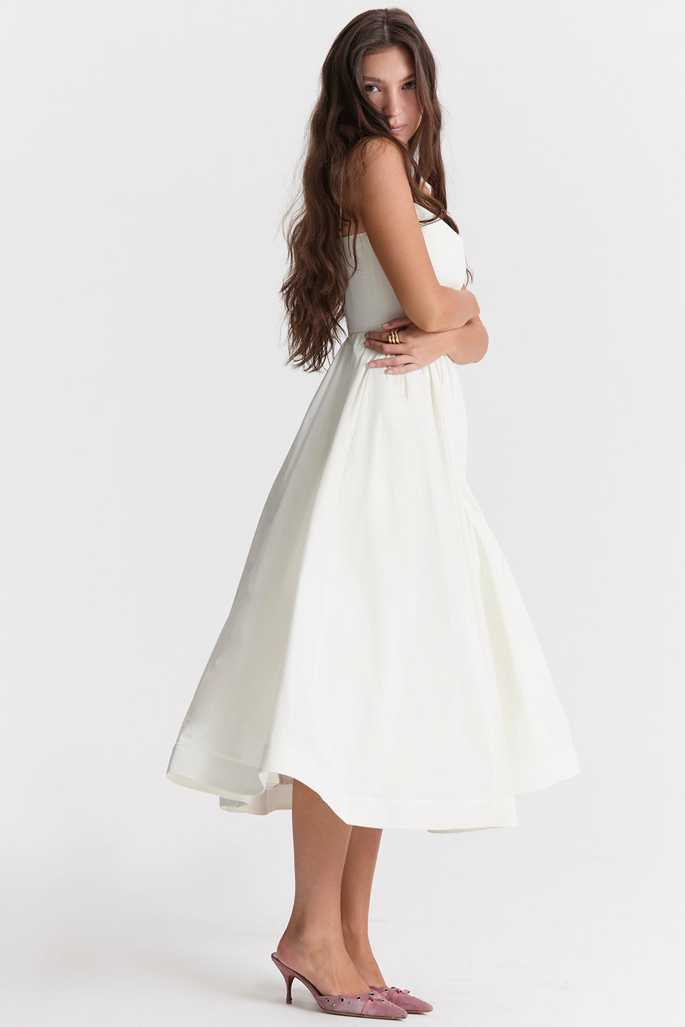 Faustine Robe Mi-Longue Ivoire