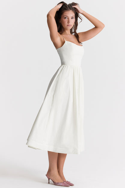 Faustine Robe Mi-Longue Ivoire