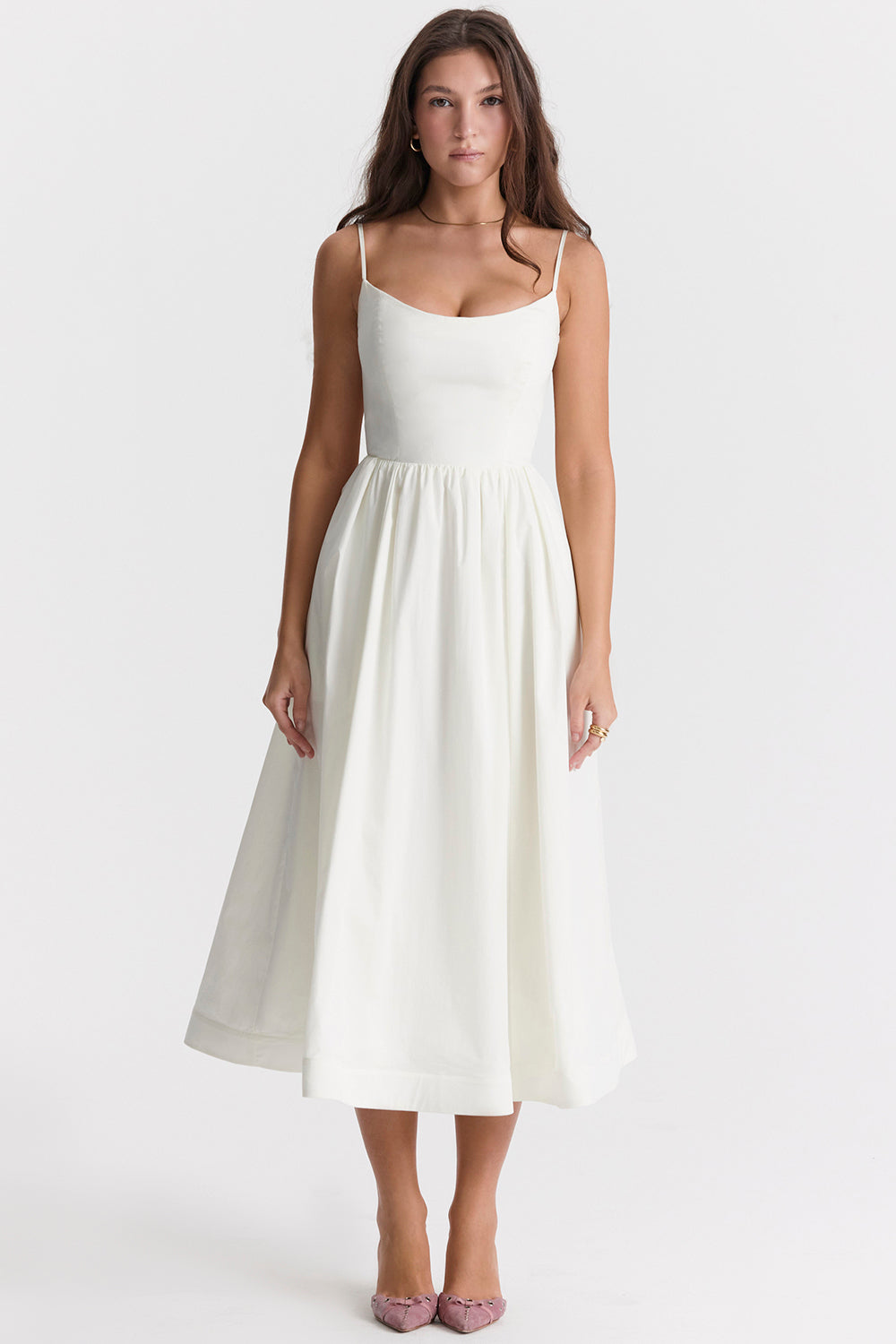 Faustine Robe Mi-Longue Ivoire
