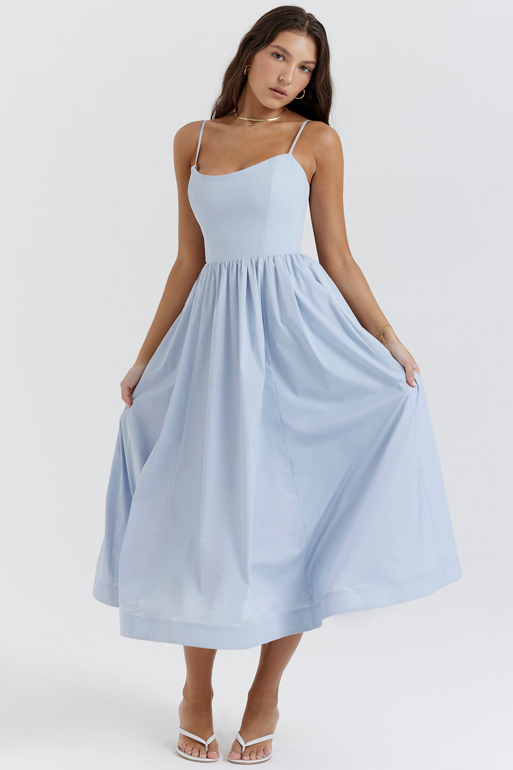 Faustine Robe Mi-Longue Bleu Ciel