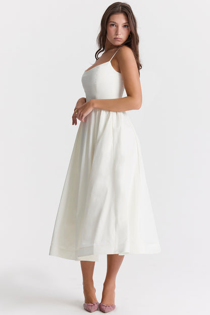 Faustine Robe Mi-Longue Ivoire