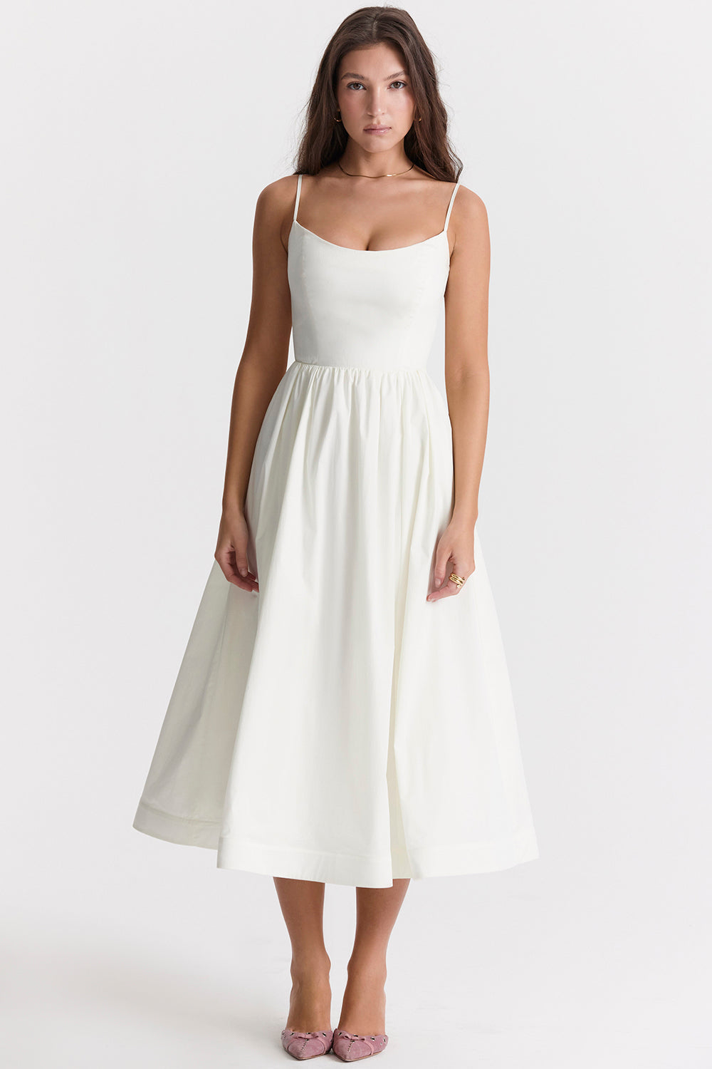 Faustine Robe Mi-Longue Ivoire