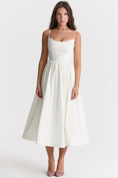 Faustine Robe Mi-Longue Ivoire