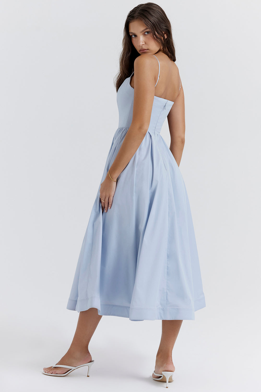 Faustine Robe Mi-Longue Bleu Ciel
