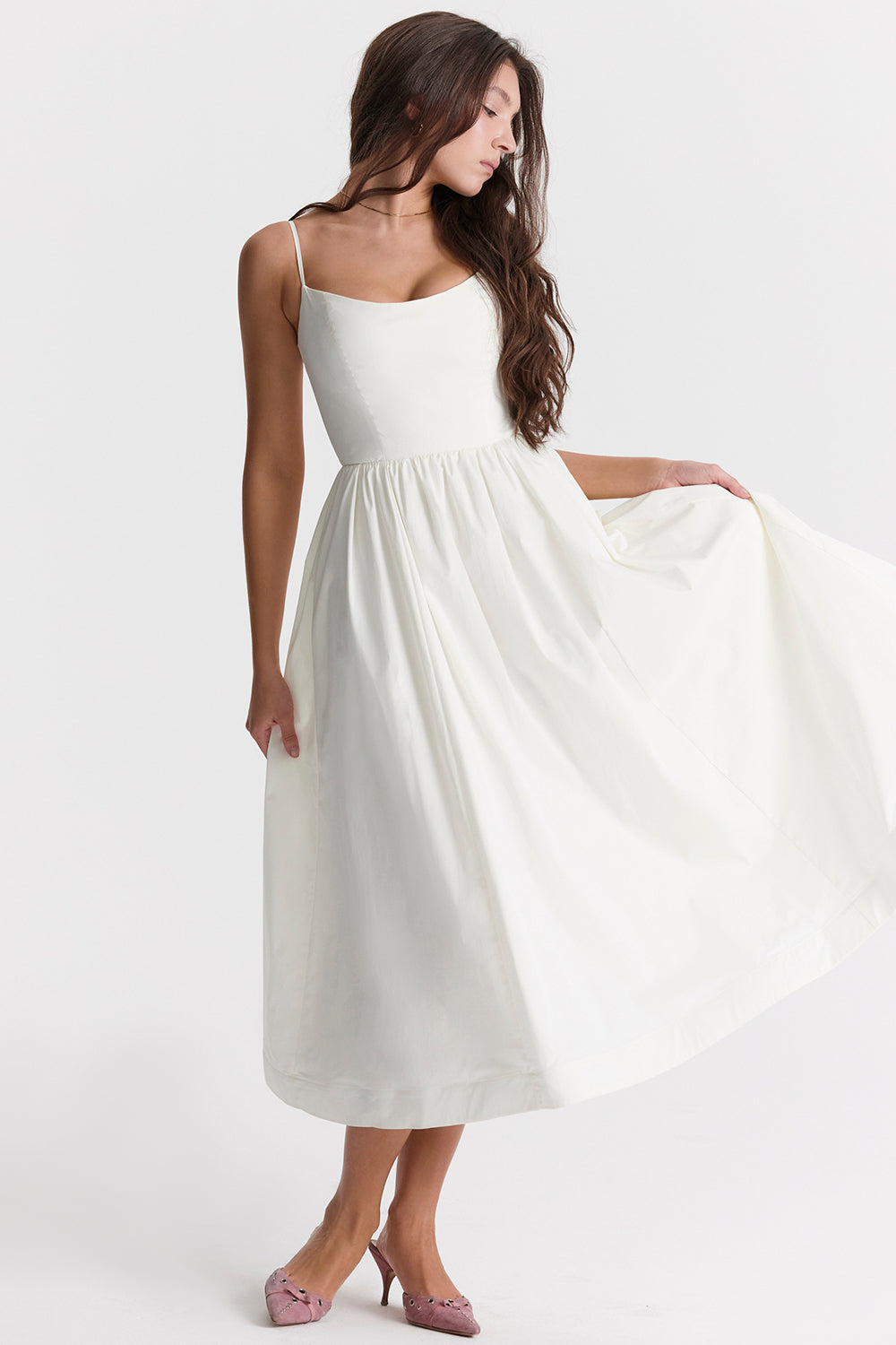 Faustine Robe Mi-Longue Ivoire